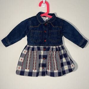 Vintage Baby Beluga Denim Jean Dress Patchwork Pearl Snap Western Size 12 Months